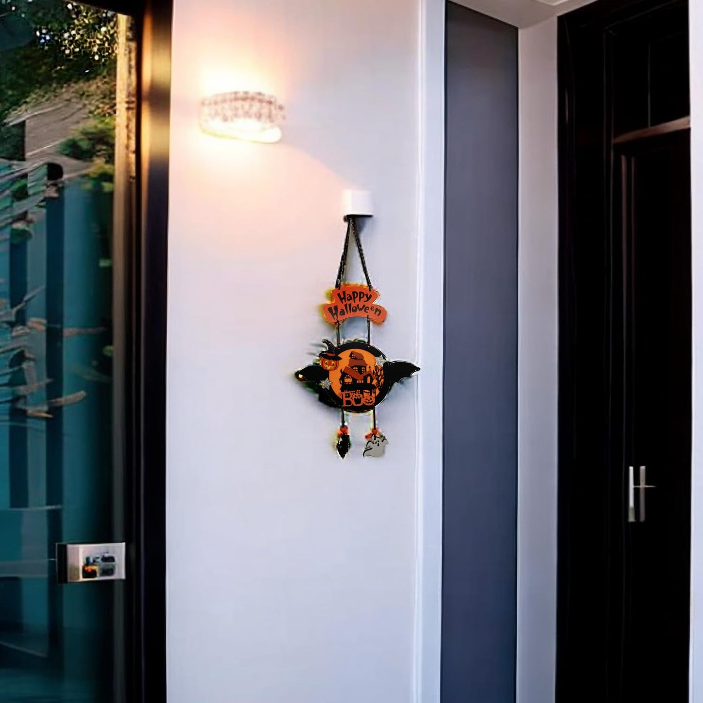 Happy Halloween Pumpkin Hanging Sign -Welcome Sign Halloween Front Door Sign Pumpkin Decoration