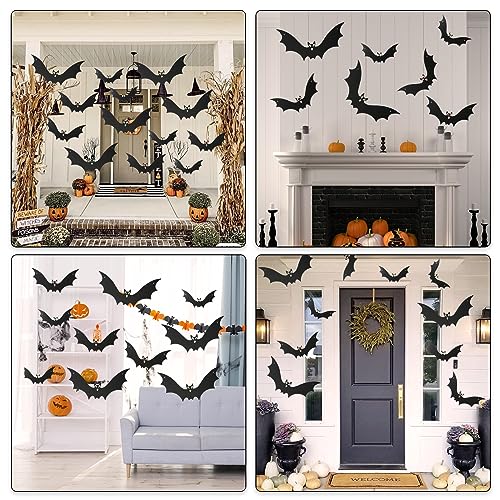 21PCS Hanging Bats Halloween Decorations Cute Eye Sticker, Yard Tree Lawn Porch Party Supplies