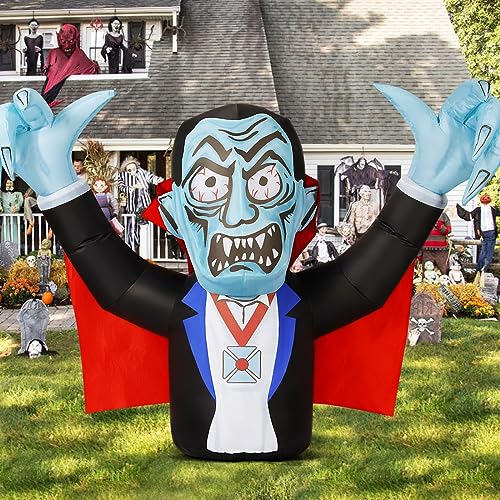 6.8 FT Halloween Inflatables Outdoor Decorations Vampire w/ Red Cloak w/ Build-in LED Lights