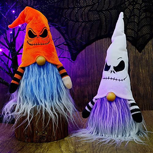 2 Pack Halloween Decorations 14" Lighted Plush Gnomes