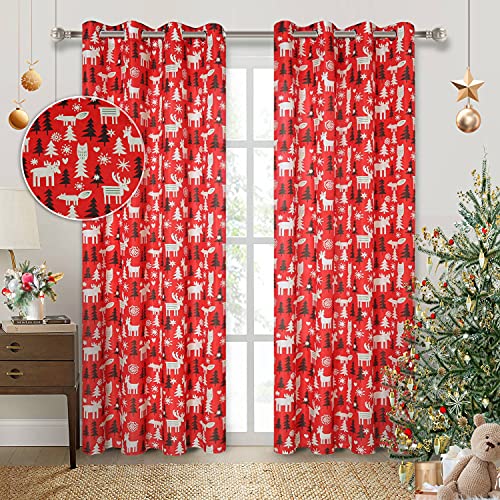 Deer Elk Christmas Curtains Decorations