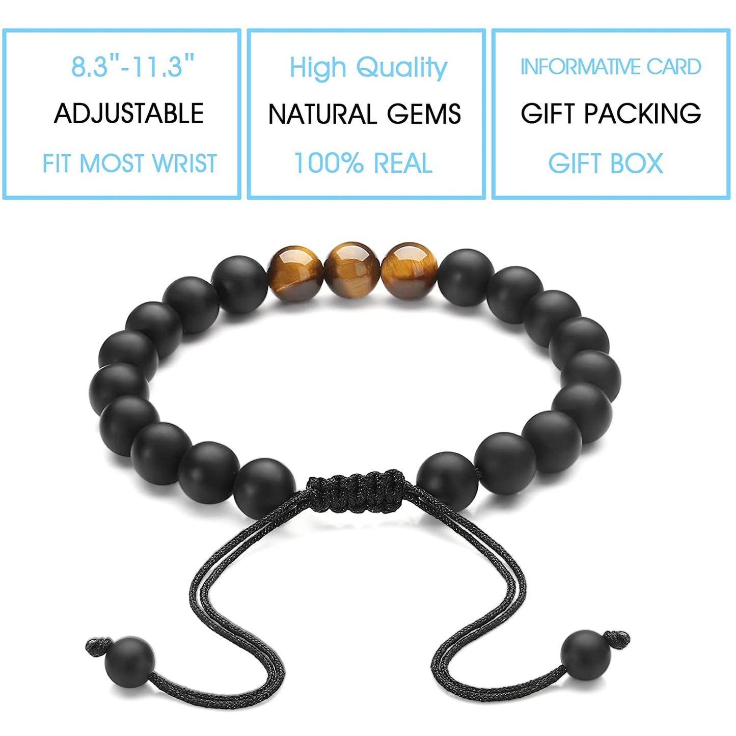 Fathers Day Gifts From Daughter Gifts for Dad Birthday Gift Bracelets for Men Tiger Eye