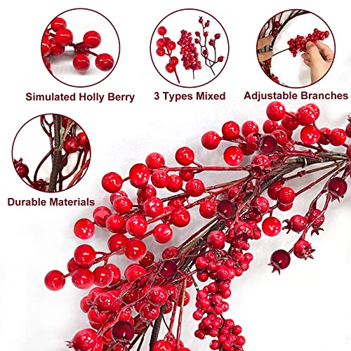 16" Red Berry Christmas Wreath Decoration