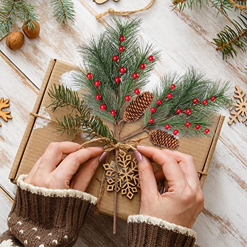 5 Pack Christmas Berries Pine Picks w/ Pinecones