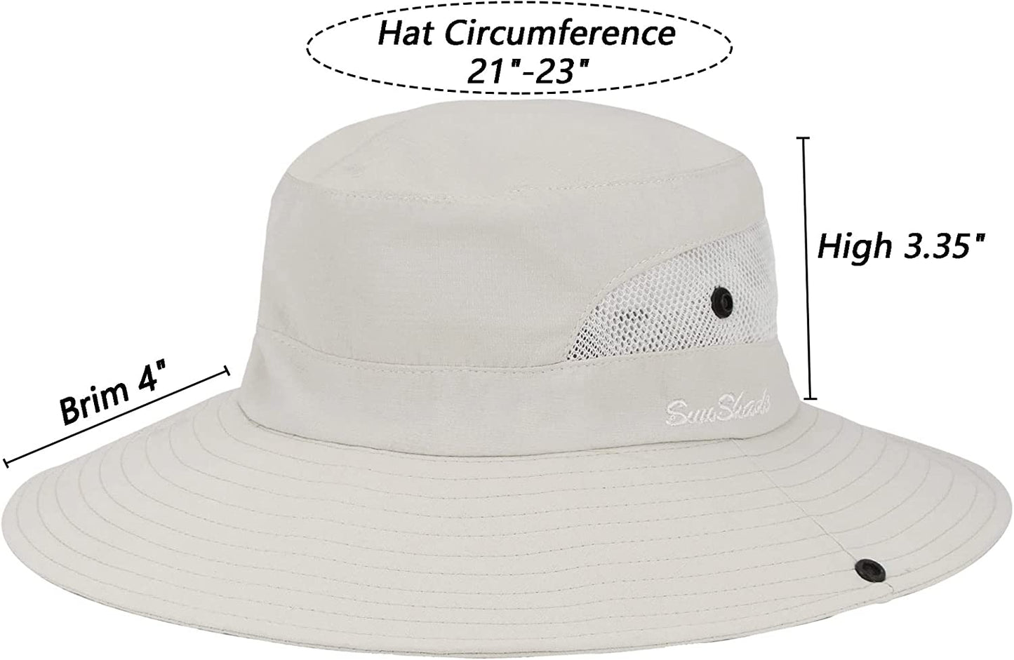 Womens Summer Sun-Hat Outdoor UV Protection Fishing Hat Wide Brim Foldable-Beach-Bucket-Hat w/ Ponytail Hole