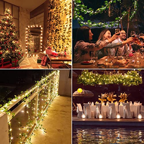 12 Pack Fake Vines for Room Decor with 100 LED String Light Artificial Ivy Garland Hanging Plants Faux Greenery