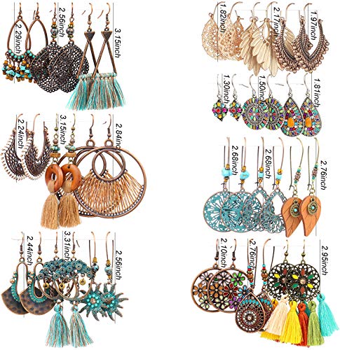 21 Pairs Boho Drop Dangle Earrings for Women