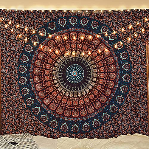 Bohemian Mandala Psychedelic Peacock Boho Tapestry