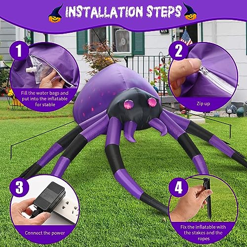 12 FT Huge Halloween Inflatables Spider Outdoor Decorations, Halloween Blow Up Spider Yard Decor