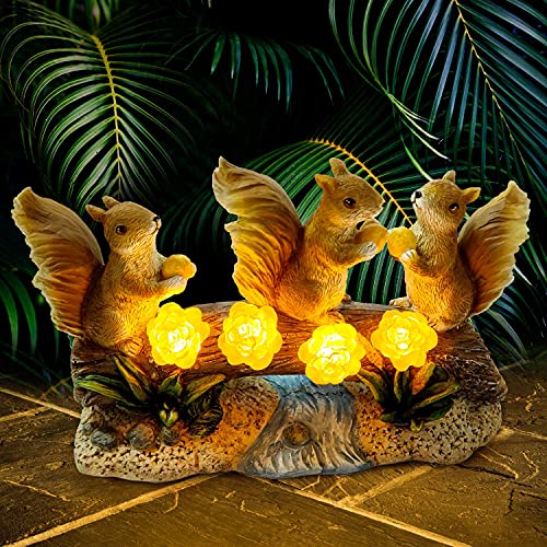 Solar Garde Decoration -  Statue Squirrel w/ Cute Lights