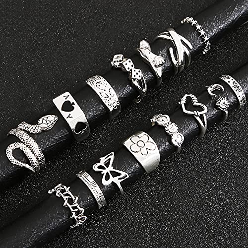 Vintage Silver Open Punk Rings for Men Women