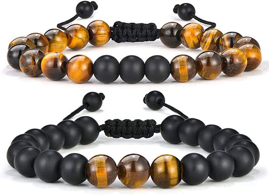 Fathers Day Gifts for Mens Bracelet - 8mm Stone Tiger Eye Lava Rock  Stress Relief Bracelet