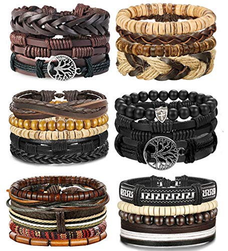 24 Pcs adjustable Woven Leather Bracelet for Men/Women