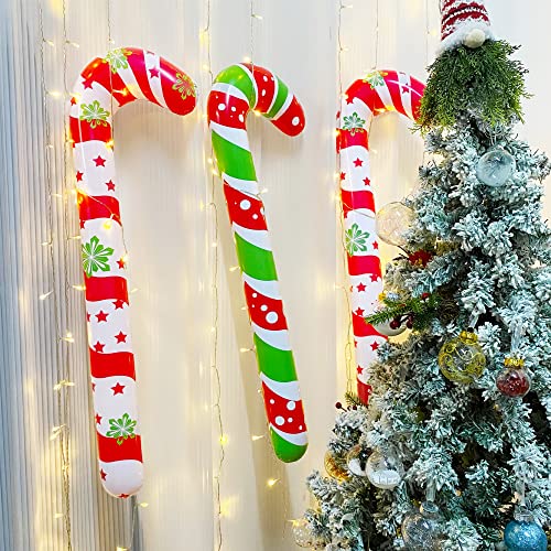 6 Pack Large Christmas Plastic Inflatable Candy Cane Ornaments