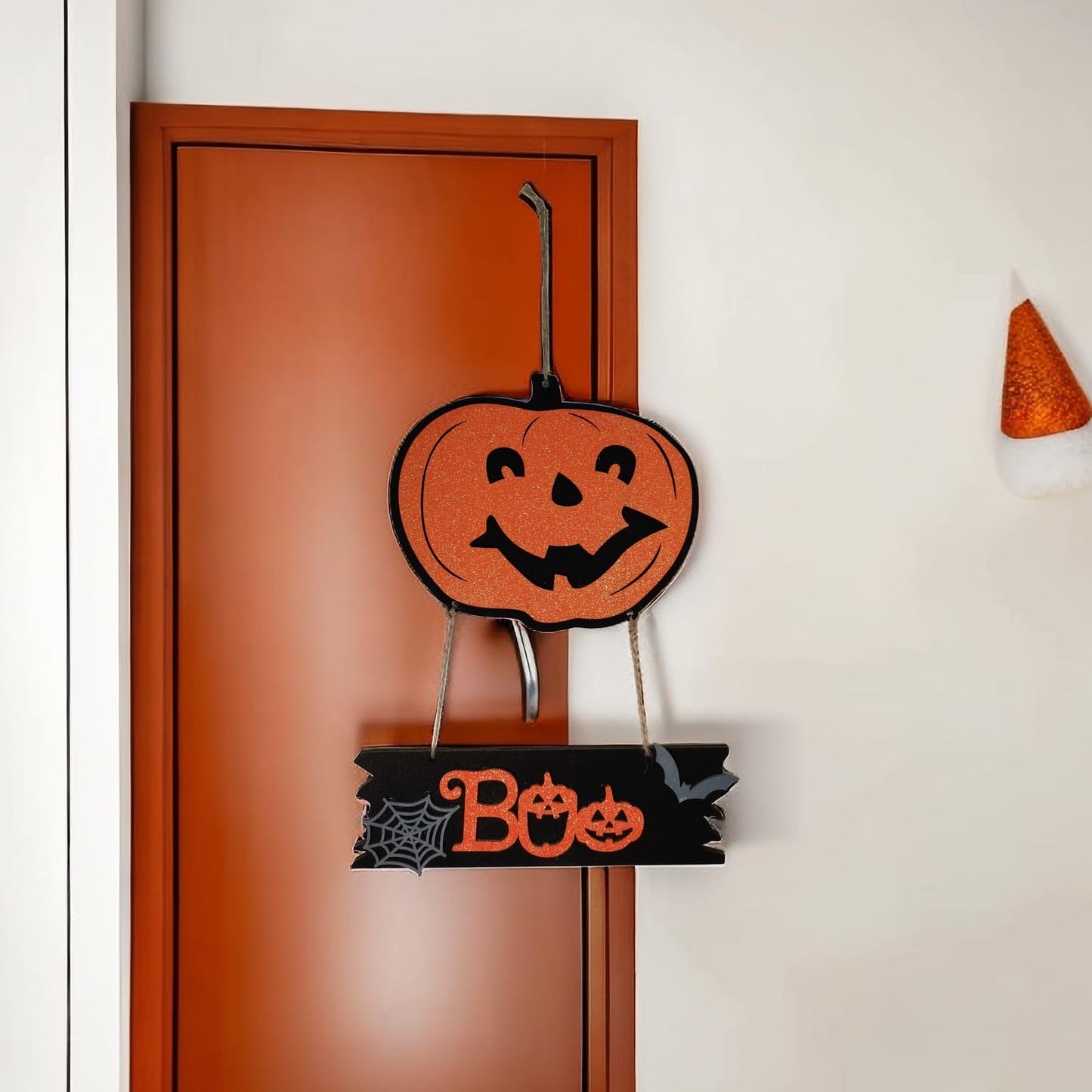 Happy Halloween Pumpkin Hanging Sign -Welcome Sign Halloween Front Door Sign Pumpkin Decoration