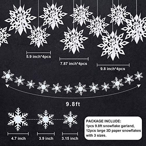 24 Pcs 3D Large Christmas Hanging Snowflake Decorations