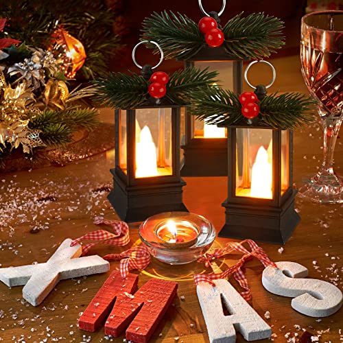 6 Pcs Christmas Mini Lantern with Flickering LED Candles