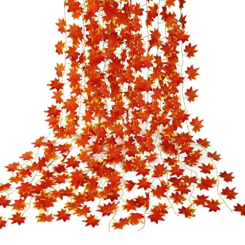 all Leaf Garland Artificial Maple Leaves Garland Silk Autumn Hanging Vines Red Ivy Garland for Thanksgiving Home