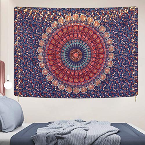 Bohemian Mandala Psychedelic Peacock Boho Tapestry