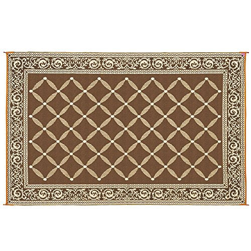 6'x 9' Reversible Mat Plastic Straw Area Rug (Brown/Beige)