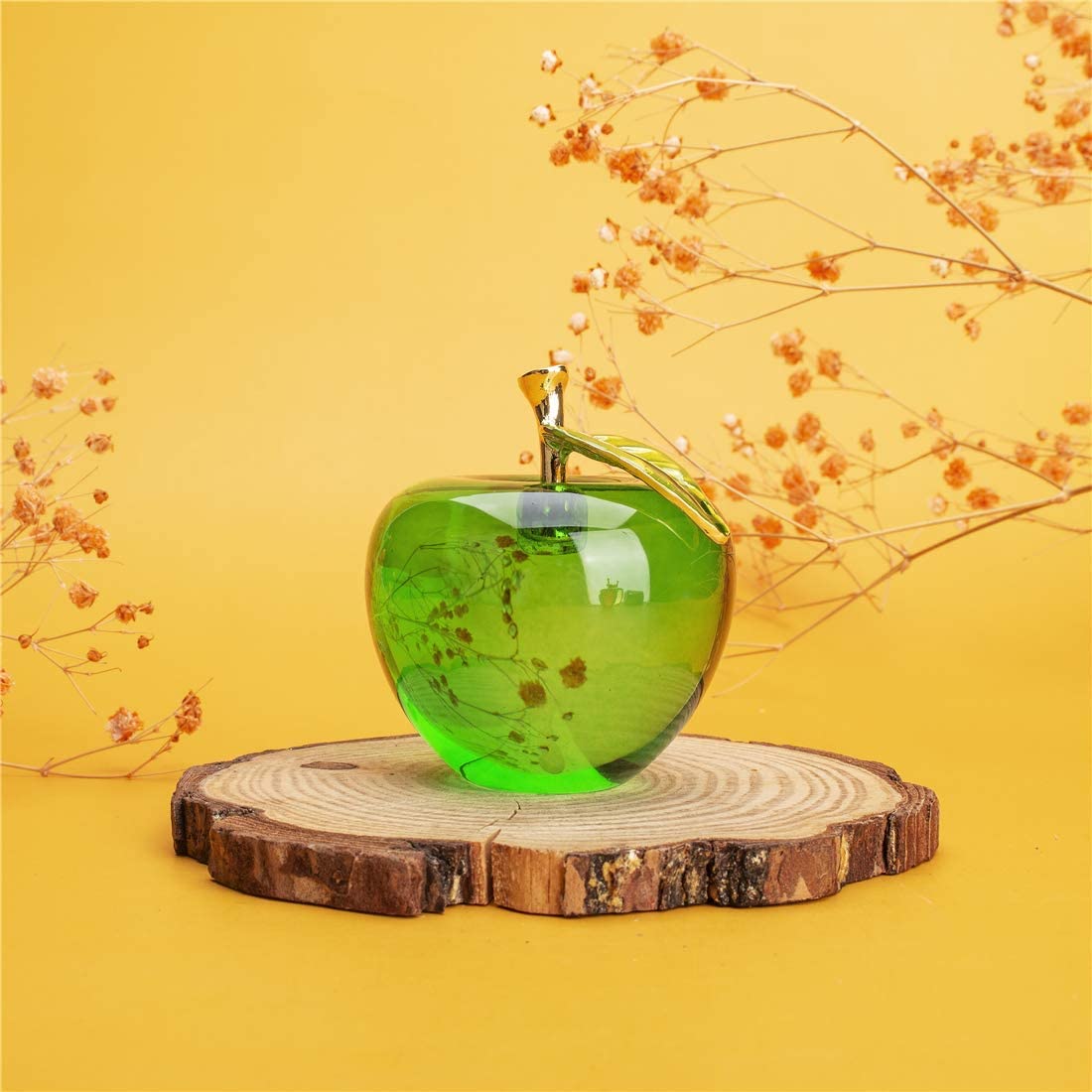 Glaze Crystal Apple Paperweight Craft Decoration (green)