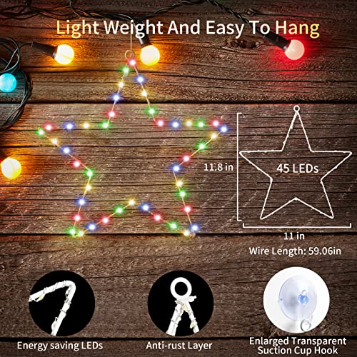 3PCS  45 LEDs Christmas  Star Window Lights Decoration