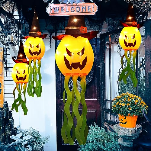 Hanging Outdoor String Lights Glowing Ghost Witch Hat Halloween  (4Pcs)