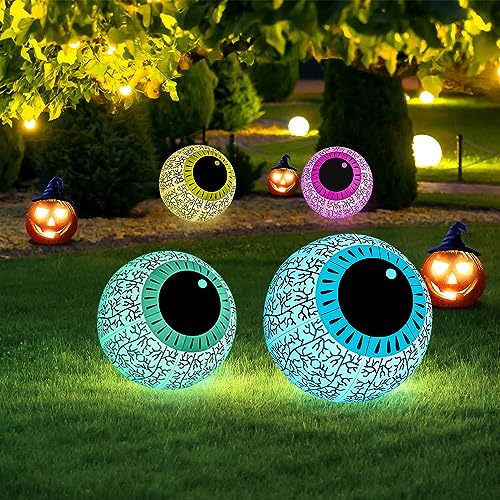 Halloween Decoration Inflatable Blood Eyeball, with Remote Control RGB Built-in LED Color-Changing Light