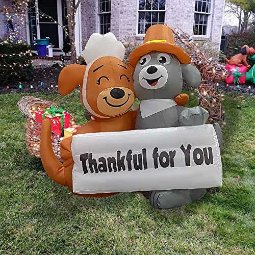 4.3FT  Dog Couple w/ Built-in LEDs Thanksgiving Decoration