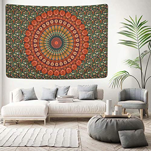 Bohemian Mandala Psychedelic Peacock Boho Tapestry