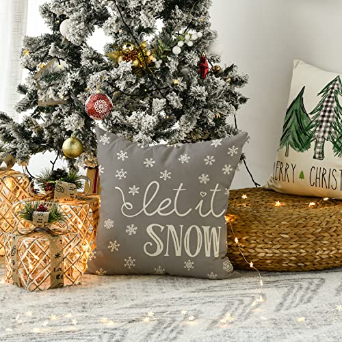 Set of 4 Christmas  Throw Pillow Covers, 18 x 18 Inch