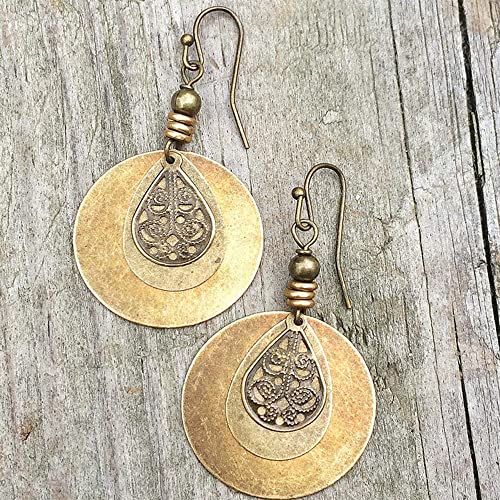 Brass Boho Dangle Earrings for Women