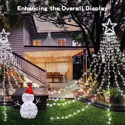 317 LEDs Lights w/ 9 Strands 11.9ft Waterfall Christmas Tree Lights