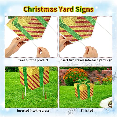 9 Pcs Christmas Gifts Decoration Outdoor Yard Sign w/ Stakes