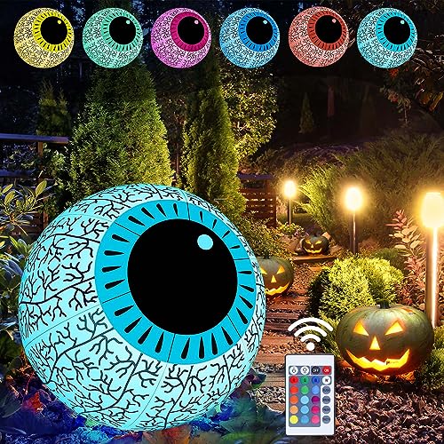 Halloween Decoration Inflatable Blood Eyeball, with Remote Control RGB Built-in LED Color-Changing Light