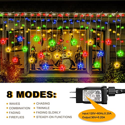 150 LED Icicle Christmas Lights w/ Stars