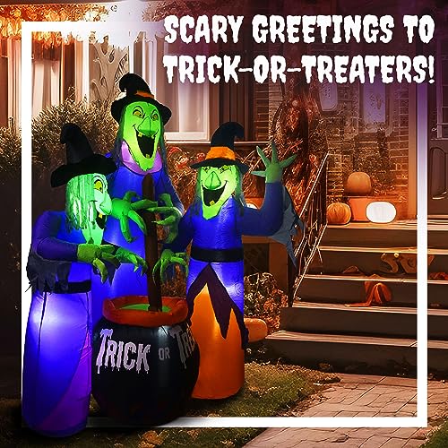 3 Witches Halloween Inflatable Outdoor Decoration | 6ft Halloween Blow Up Yard Decorations | Large