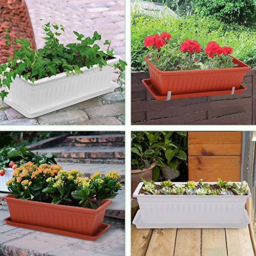 15 Inches Flower Window Box Plastic w/ 15 Pcs Plant Labels