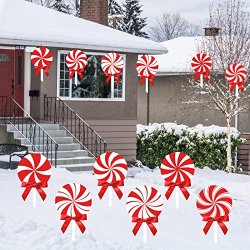 12 Pieces Christmas Peppermint Yard Stakes Decoration