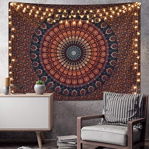 Bohemian Mandala Psychedelic Peacock Boho Tapestry