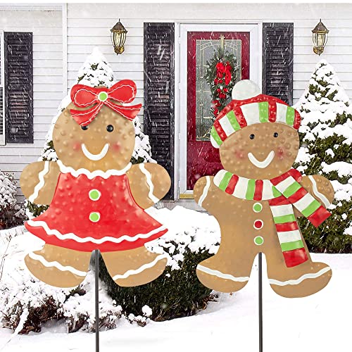 24.8 inch Gingerbread- 2 Pack Christmas Metal Stakes Decoration