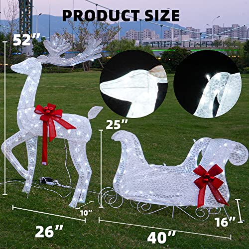 Christmas Decoration 55 L Lighted Snowman Family Outdoor, 3-Piece Waterproof Plug in 2D Snowman for Yard