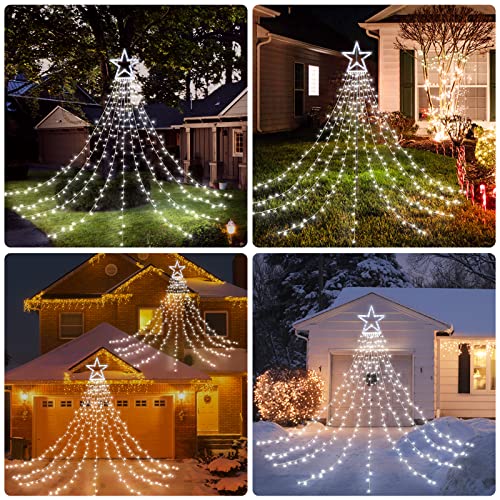 317 LEDs Lights w/ 9 Strands 11.9ft Waterfall Christmas Tree Lights