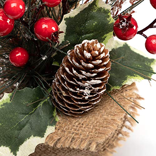 10-Inch Small Tabletop Christmas Tree with Red Berries