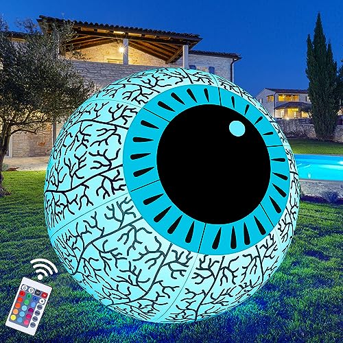Halloween Decoration Inflatable Blood Eyeball, with Remote Control RGB Built-in LED Color-Changing Light