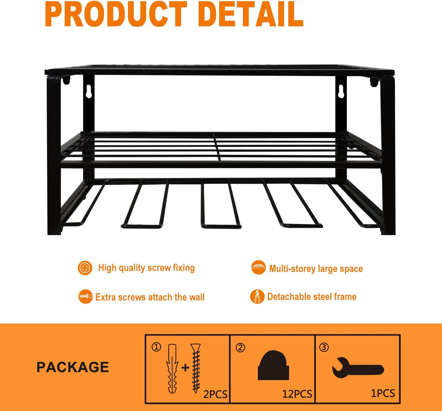 Power Tool Organizer, Wall Mounted Storage Rack, 150lb Weight Limit Utility Holder for Drill & Screwdriver