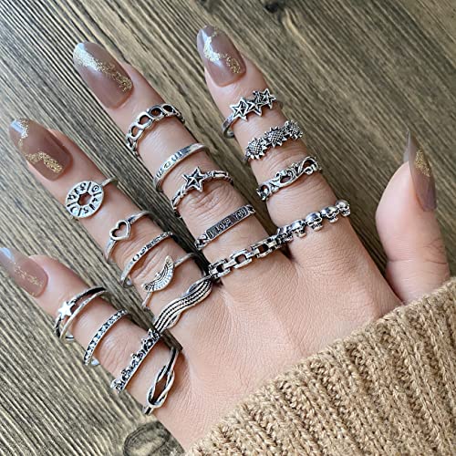 Vintage Silver Knuckle Rings Set for Women