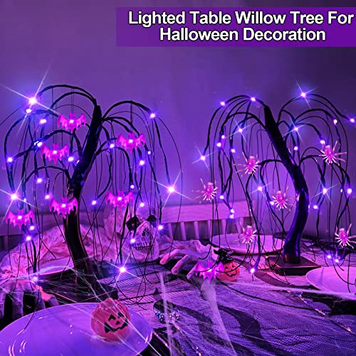 2 Pack Lighted Halloween Willow Tree Decoration w/ Timer