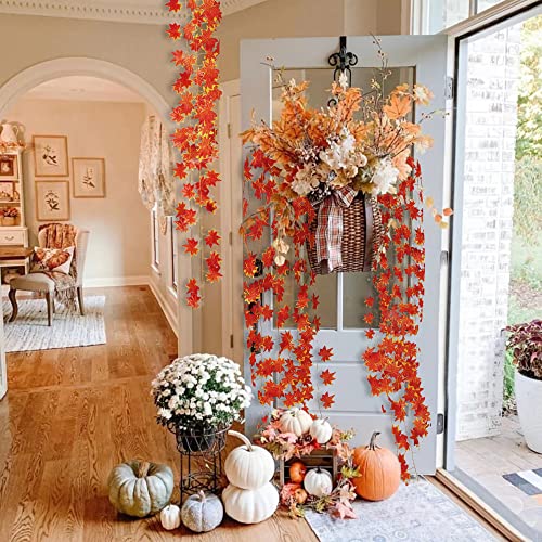 all Leaf Garland Artificial Maple Leaves Garland Silk Autumn Hanging Vines Red Ivy Garland for Thanksgiving Home