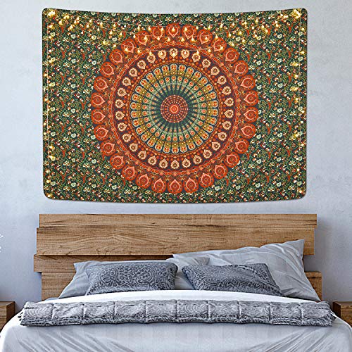 Bohemian Mandala Psychedelic Peacock Boho Tapestry